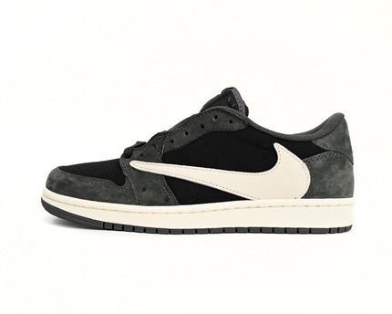 Men's Travis Scott x Air Jordan 1 Low Black Grey Low Shoes