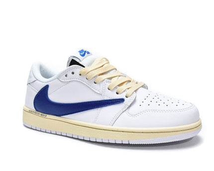 Men's Travis Scott x Air Jordan 1 Low White Blue Shoes