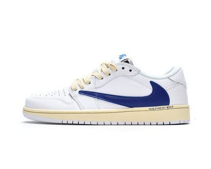 Men's Travis Scott x Air Jordan 1 Low White Blue Shoes