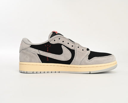 Men's Travis Scott x Air Jordan 1 Low White Grey Low Gang Shoes