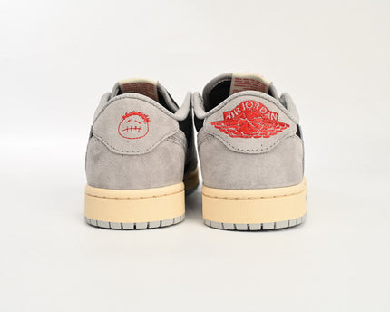Men's Travis Scott x Air Jordan 1 Low White Grey Low Gang Shoes