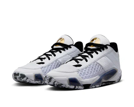 Men's Air Jordan 38 White Metallic Gold Black Shoes