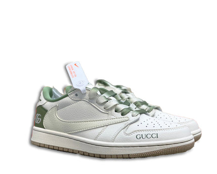 Men's Nike Gucci x Air Jordan 1 Low White Green Shoes