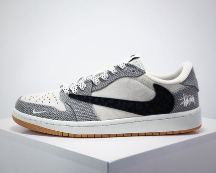 Men's Nike Travis Scott x Fragment Design x Air Jordan 1 Low OG Stussy Shoes