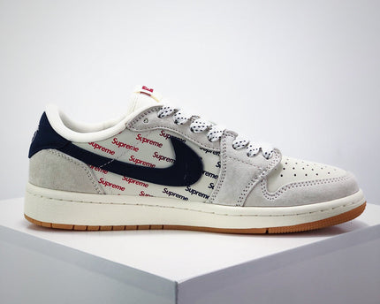 Men's Travis Scott x Fragment Design x Air Jordan 1 Low OG Supreme Shoes