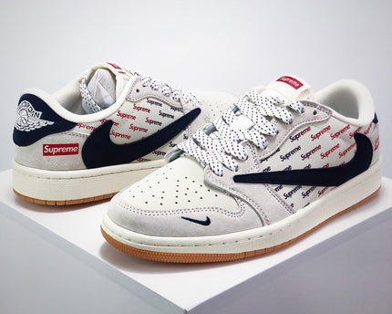 Men's Travis Scott x Fragment Design x Air Jordan 1 Low OG Supreme Shoes