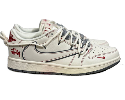 Men's Air Jordan 1 Low x Stussy Red Stitching Drawstring Shoes