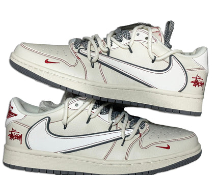 Men's Air Jordan 1 Low x Stussy Red Stitching Drawstring Shoes