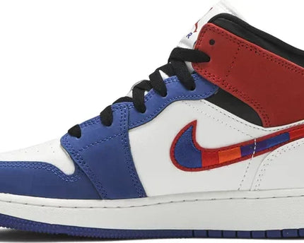 Men's Air Jordan 1 Mid Multicolored Swoosh Shoes