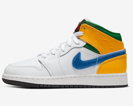 Men's Air Jordan 1 Mid White Court Purple-Spirit Teal Shoes