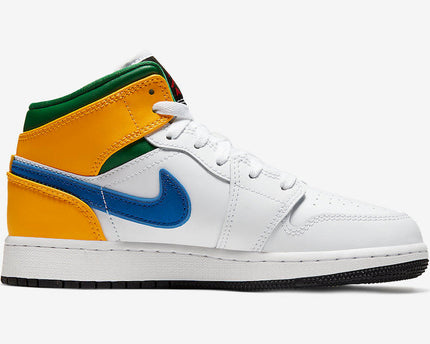 Men's Air Jordan 1 Mid White Court Purple-Spirit Teal Shoes