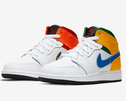 Men's Air Jordan 1 Mid White Court Purple-Spirit Teal Shoes