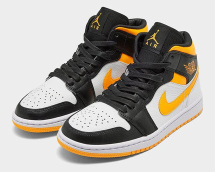 Men's Air Jordan 1 Mid White Laser Orange-Black Shoes