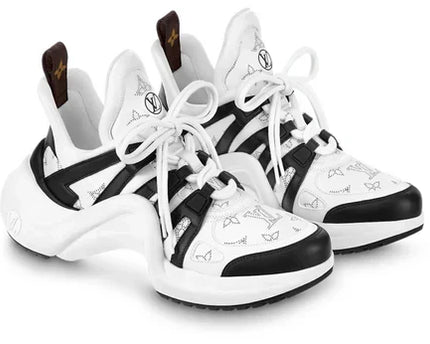 Men's LOUIS VUITTON Archlight 2.0 Platform White Black with Hollow Monogram Sneakers