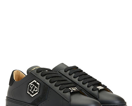 Philipp Plein Lo-Top Arrow Force Men's Leather Sneaker In Black