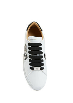 Philipp Plein Lo-Top Arrow Force Men's Leather Sneaker In Black and White
