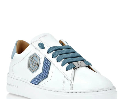 Philipp Plein Lo-Top Arrow Force Men's Leather Sneaker In Blue White