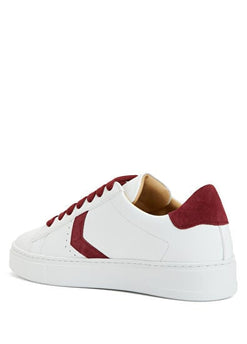 Philipp Plein Lo-Top Arrow Force Men's Leather Sneaker In White-Burgundy