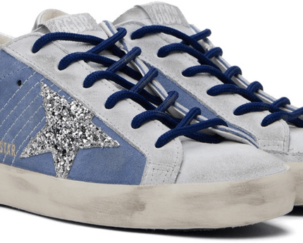 Men's SSENSE Exclusive White Super-Star Sneakers In Silver Blue Gray