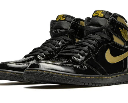 Men's Air Jordan 1 High Black Metallic Gold Shoes