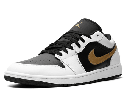 Men's Air Jordan 1 Low Gold Swoosh Shoes
