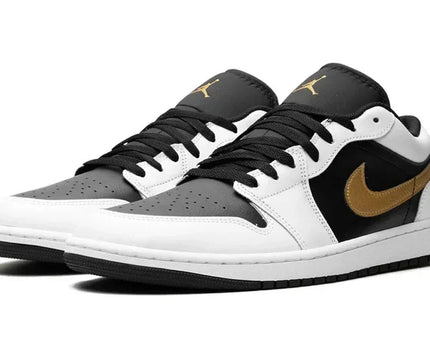 Men's Air Jordan 1 Low Gold Swoosh Shoes