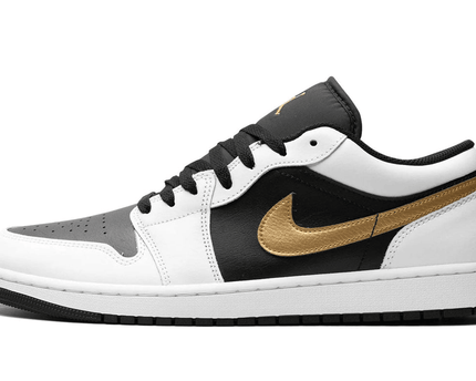 Men's Air Jordan 1 Low Gold Swoosh Shoes