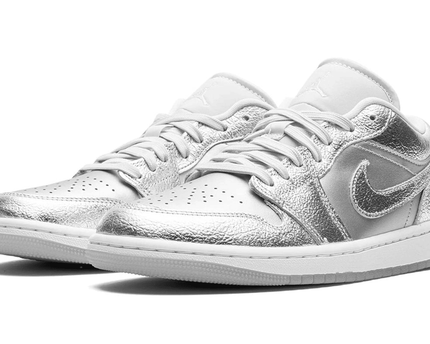 Men's Air Jordan 1 Low Metallic Silver Shoes