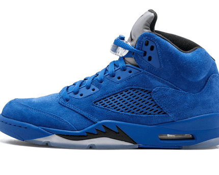 Men's Air Jordan 5 Blue Suede Shoes