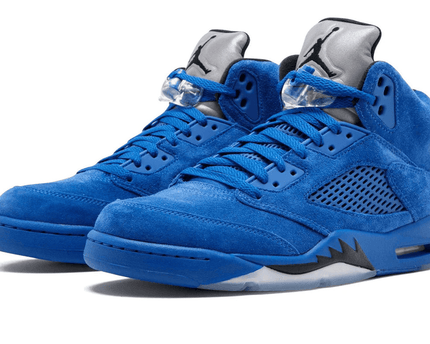 Men's Air Jordan 5 Blue Suede Shoes