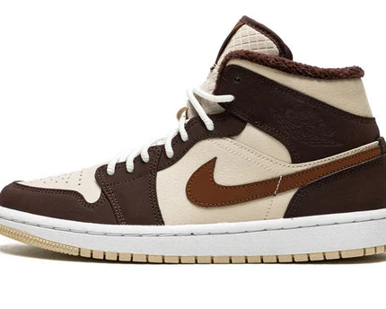 Men's Air Jordan 1 Mid Brown Basalt Fleece Shoes