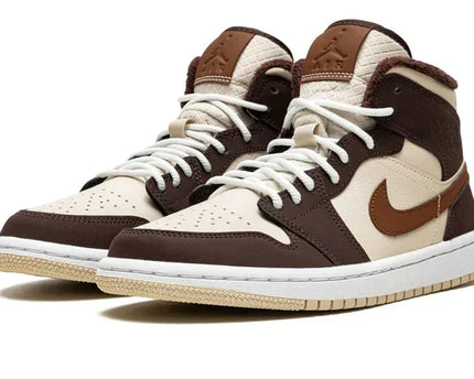 Men's Air Jordan 1 Mid Brown Basalt Fleece Shoes