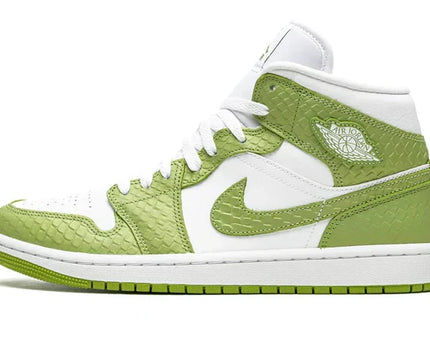 Men's Air Jordan 1 Mid Green Python Shoes