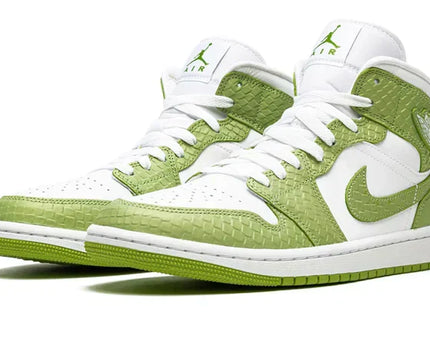 Men's Air Jordan 1 Mid Green Python Shoes