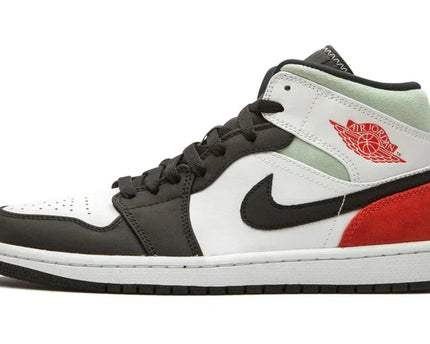 Men's Air Jordan 1 Mid Red Grey Black Toe Shoes