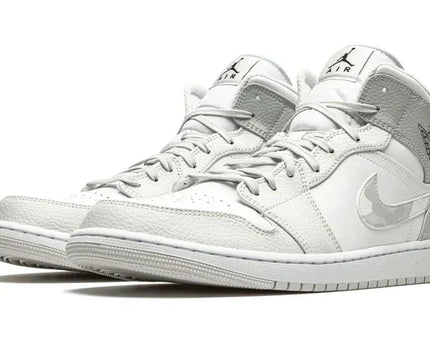 Men's Air Jordan 1 Mid White Camo Shoes