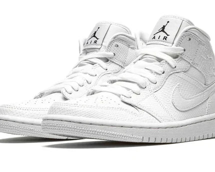 Men's Air Jordan 1 Mid White Snakeskin Shoes