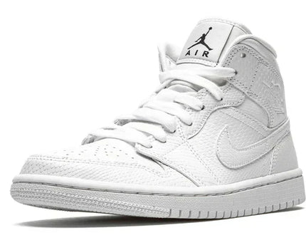 Men's Air Jordan 1 Mid White Snakeskin Shoes