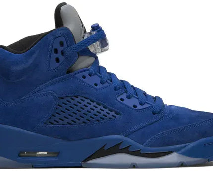 Men's Air Jordan 5 Blue Suede Shoes