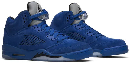 Men's Air Jordan 5 Blue Suede Shoes