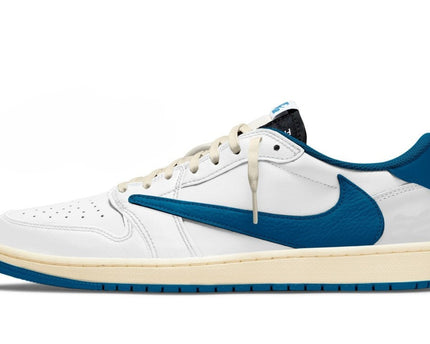 Men's Travis Scott x Air Jordan 1 Low 'White Blue' Shoes