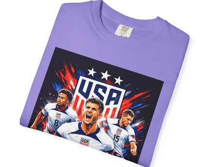 USA Soccer Players Team USA T-Shirt, 2026 World Cup Back Trophy Design, USA Flag