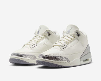 Men's Nike Air Jordan 3 Sail Metallic Silver Shoes