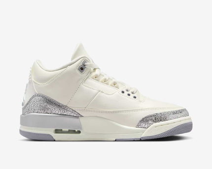 Men's Nike Air Jordan 3 Sail Metallic Silver Shoes