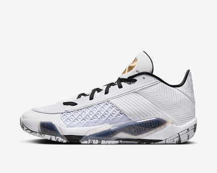 Men's Nike Air Jordan 38 White Metallic Gold Shoes