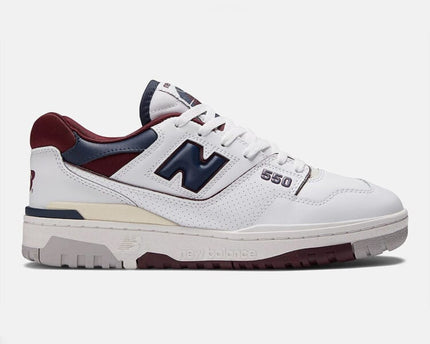 Men's New Balance 550 White Navy Maroon Shoes