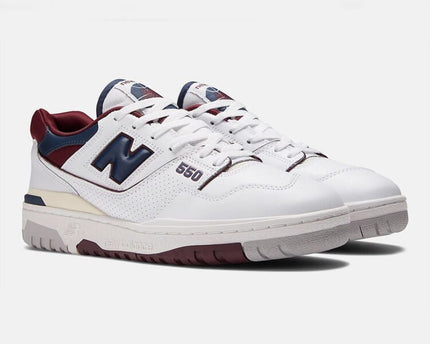 Men's New Balance 550 White Navy Maroon Shoes
