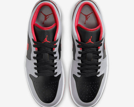 Men's Air Jordan 1 Low 'Black Cement Fire Red' Shoes