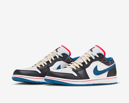Men's Air Jordan 1 Low 'Black Industrial Blue' Shoes