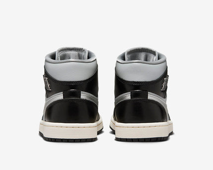 Men's Air Jordan 1 Mid 'Black Chrome' Shoes